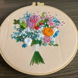 Handcrafted Floral Embroidery Hoop Art